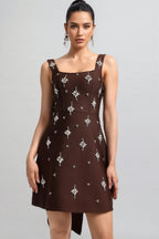 Julieta Square Neck Rhinestone Bandage Maxi Dress