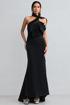 Uerzay Sleeveless Halter Flounce Maxi Dress