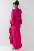 Indra Solid Pleated Split Midi Dress