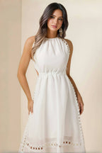 Shirle Heart Shape Lace Halter Neck Midi Dress
