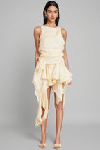 Aella 3D Floral Irregular Ruffle Mini Dress