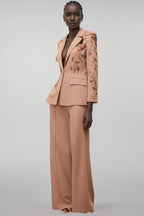 Annabelle Dusty Pink Sequined Floral Blazer Trousers Set