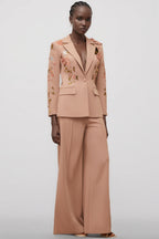 Annabelle Dusty Pink Sequined Floral Blazer Trousers Set