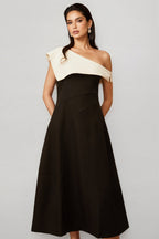 Felicie Color Block Asymmetrical Midi Dress