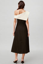 Felicie Color Block Asymmetrical Midi Dress