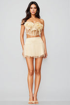 Therese White Floral Tulle Mini Dress Set