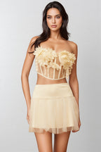 Therese White Floral Tulle Mini Dress Set