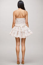 Esther Floral Print Strapless Tiered Mini Dress