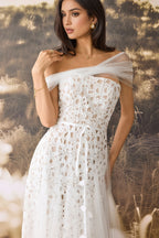 Penelope Off Shoulder Lace Embroidery Maxi Dress