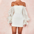 Villy Puff Sleeve Bodycon Dress White
