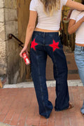 Y2K Star Patch Contrast Wash Jean