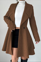 Button Waist Mid Length Sleeve Overcoat