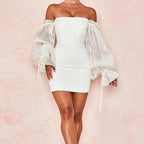 Villy Puff Sleeve Bodycon Dress White