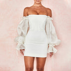 Villy Puff Sleeve Bodycon Dress White