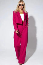 Cropped Fitted Two Piece Blazer Pants Set