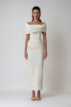 Diamantis Off Shoulder Ruch Maxi Dress