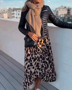 Exuperancia V-neck Leopard Print Dress for Women Weekend Casual Style