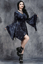 Print Lace-Up Gothic Dress