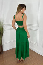 Margarita Minimalist , Versatile Solid Colored Midi Dress with Spaghetti Straps Boutique Collection