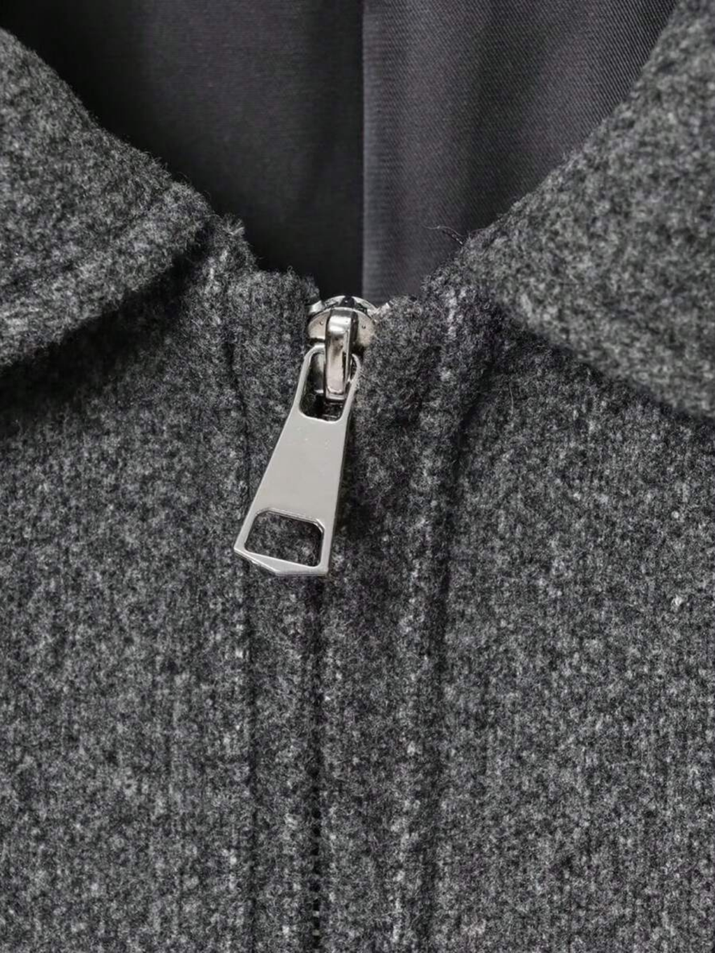 Autumn Minimalist Wool Blend Zip Lapel Jacket