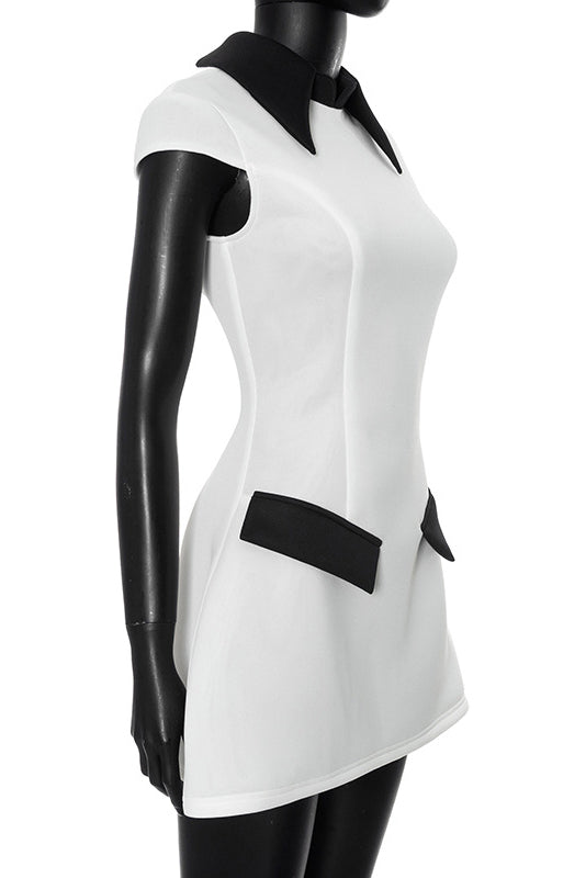 Geraldine Boutique Polyester Cap Sleeve Mini Dress with Contrasting Colour Premium Wardrobe Essential