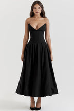 Lady Black Strapless Midi Dress