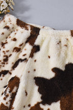 Playful Cow Print Fleece Relaxed Pants