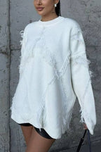 Fashionable Hollow Tassel Loose Sweater