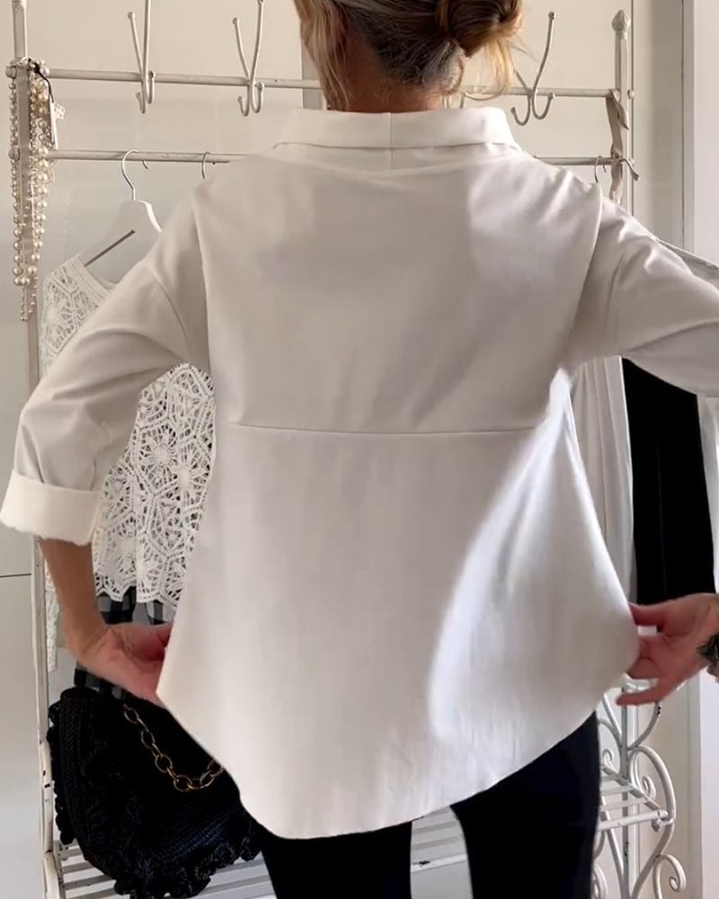 Casual Wide Lapel Turtleneck Top