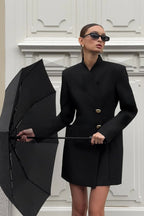 Elegant V-Neck Long Sleeve Fitted Waist Blazer