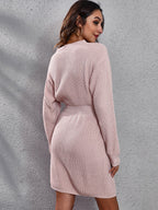 V-Neck long sleeve knitted dress