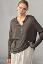 Color Block Placket Knit Top