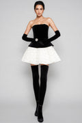 Lyna Petal Layerd Velvet Mini Dress