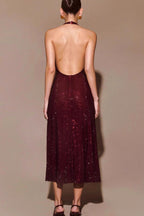 Halter Deep V Backless Bodycon Elegant Prom Dress