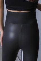 Fleece Lined Slim Fit Faux Leather Zipper Leggings