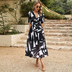 Pilar Chic Women's Printed V Neck Dress Silhouette Collection