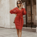 Vinyl Knit Chevron Wrap Dress