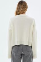 Solid Crewneck Loose Knit Sweater