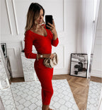 Romi Ribbed Knit Midi Dress Rust