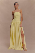 Solid Color Sleeveless Backless Ruched Corset Maxi Prom Dress