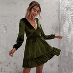 Bubble Sleeve Velvet Dress
