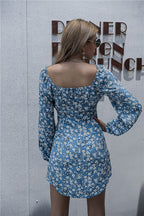 Springsteen Floral Tie Front Cutout Dress Blue