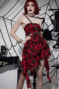 Asym Plaid Gothic Dress