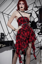 Asym Plaid Gothic Dress