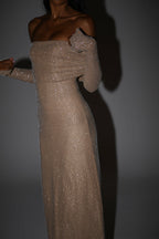 Babette - Off - Shoulder Shimmer Maxi Dress