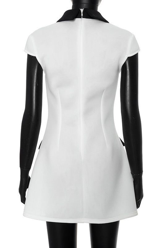 Geraldine Boutique Polyester Cap Sleeve Mini Dress with Contrasting Colour Premium Wardrobe Essential