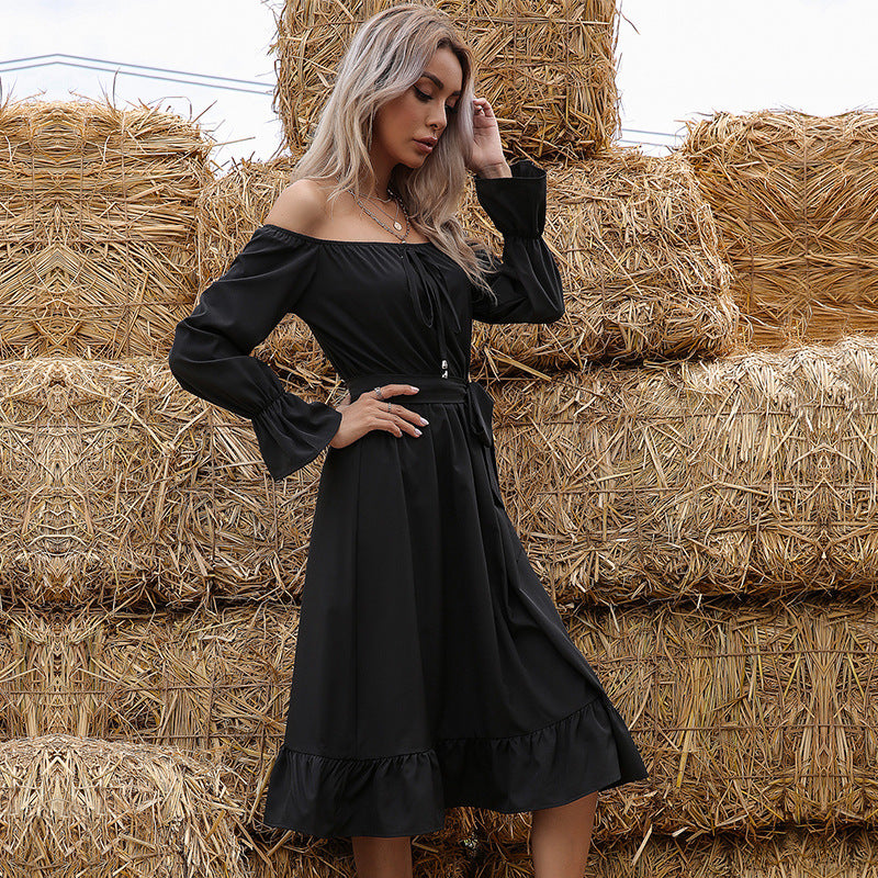 Waves Will Fade Pocketed Off The Shoulder Dress Onyx