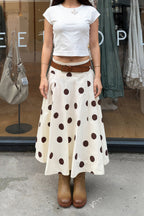 French Polka Dot Draped ALine Skirt