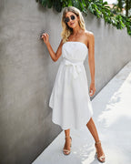 Free Falling Strapless Tiered Maxi Dress Off White