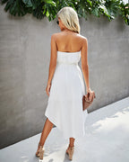 Free Falling Strapless Tiered Maxi Dress Off White
